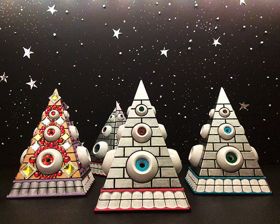 Three 3D-printed Musical Melodyian robot prototypes.